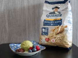 Matcha Oat Ice Cream with Red Beans Paste & Fruits